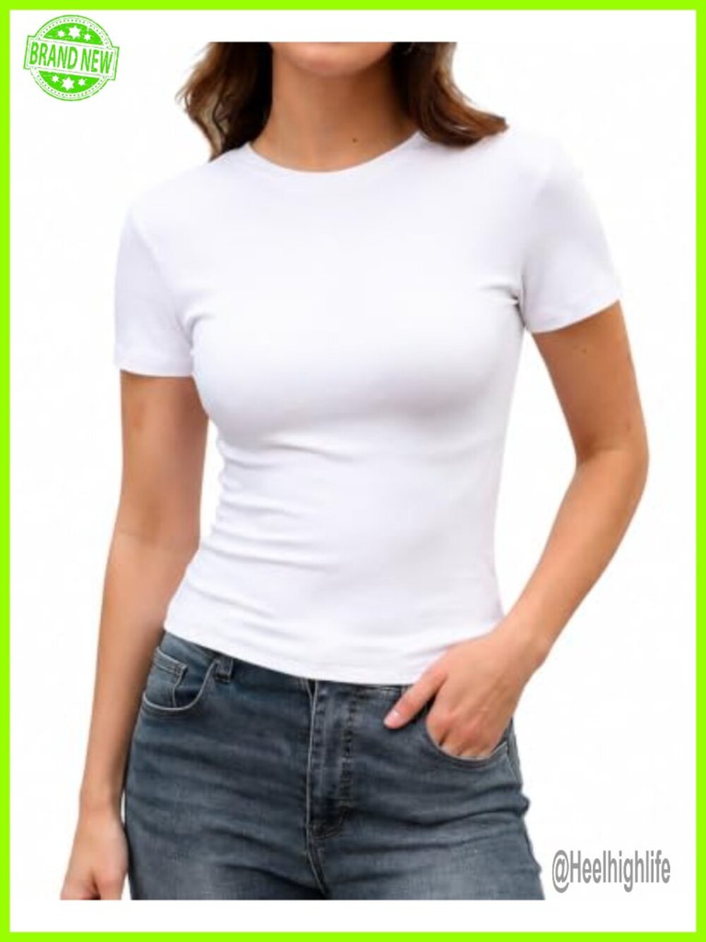 Cotton Modal Slim Fit Cropped Baby Tee Crewneck Short Sleeve Y2K Top